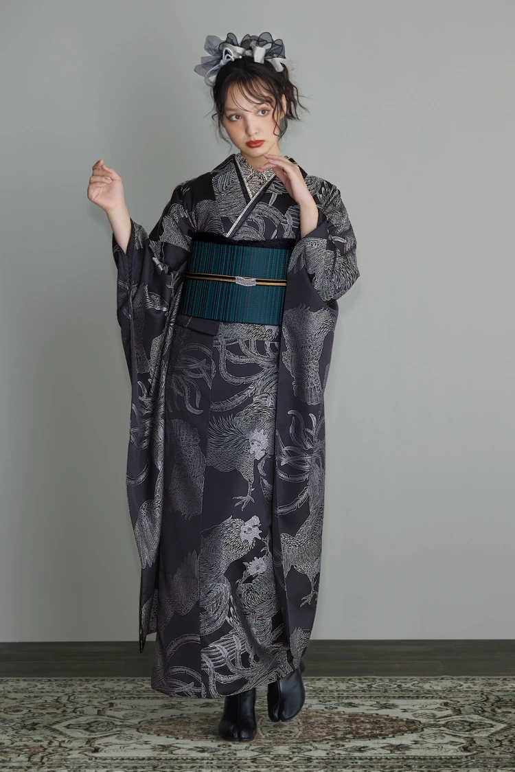 成人式振袖ネットレンタル　ヴィンテージスタイル　すっきり　シンプル