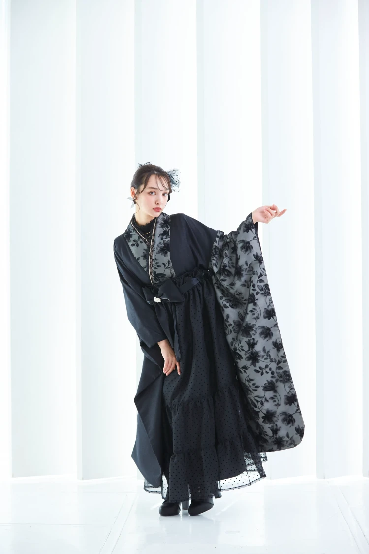 卒業式　ドレス袴　ヴィンテージスタイル　黒