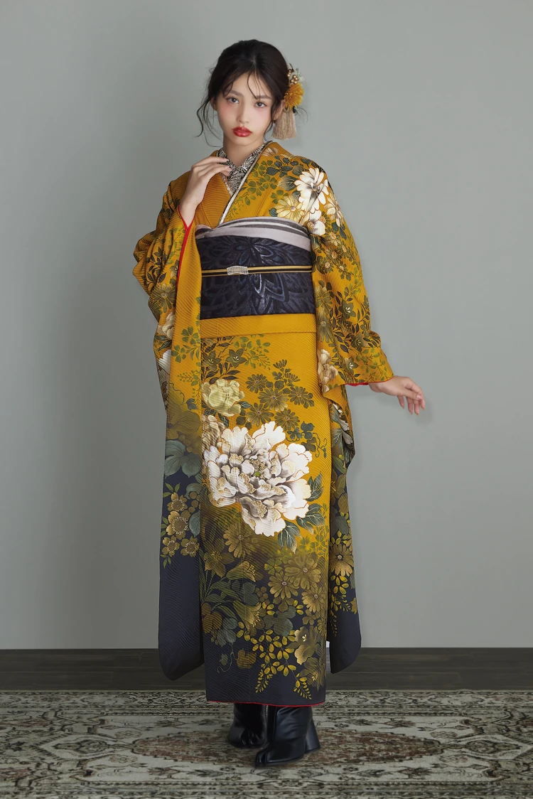 成人式振袖ネットレンタル　ヴィンテージスタイル　すっきり　シンプル