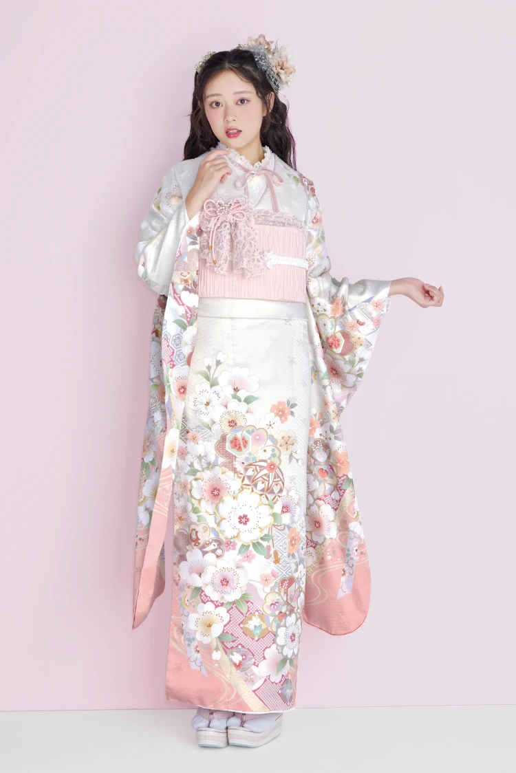 成人式振袖ネットレンタル　くすみカラー　淡い色