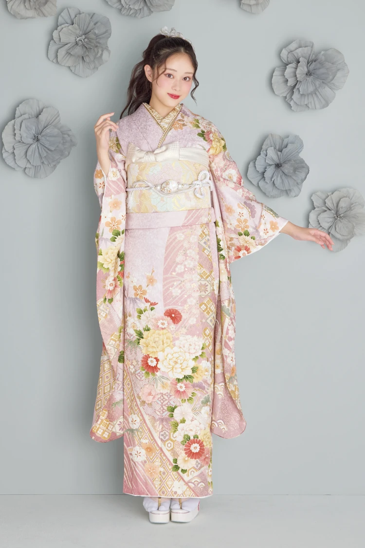 成人式振袖ネットレンタル　くすみカラー　淡い色