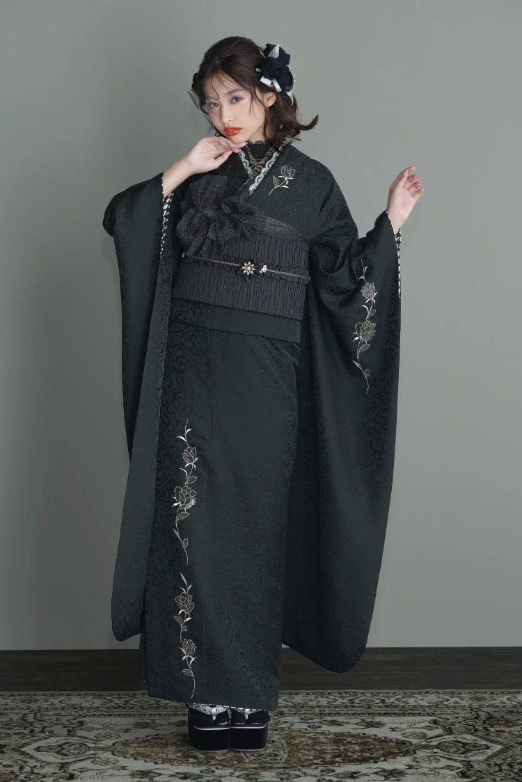 成人式振袖ネットレンタル　ヴィンテージスタイル　すっきり　シンプル