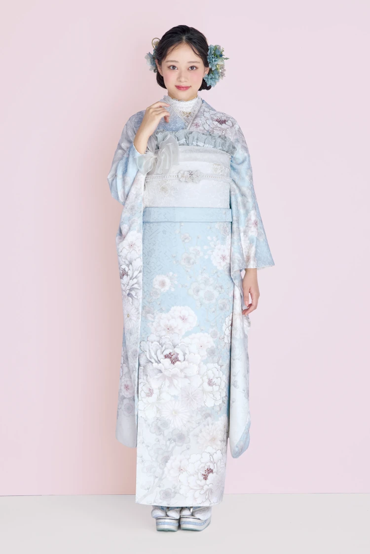 成人式振袖ネットレンタル　くすみカラー　淡い色