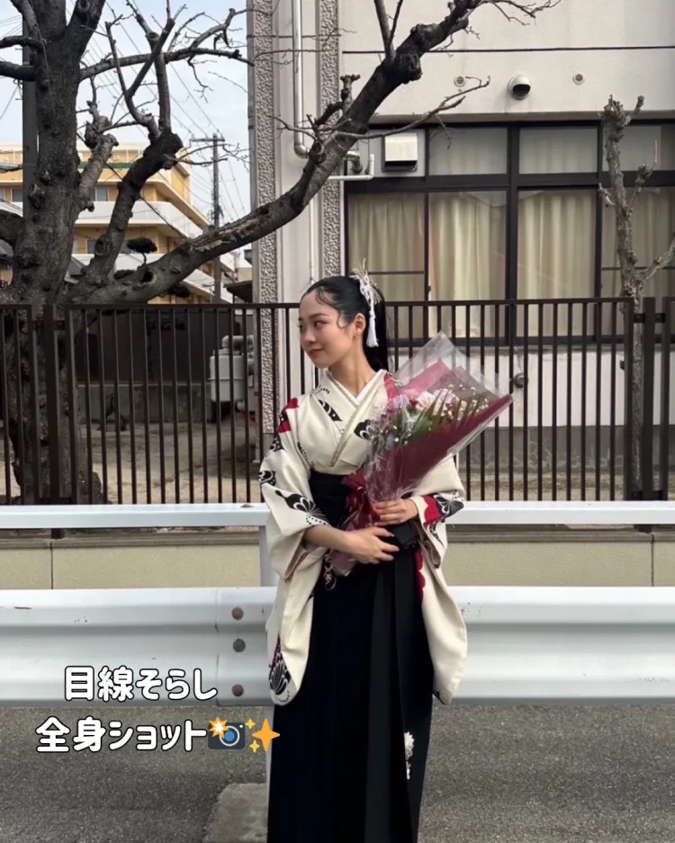 卒業式 袴 レンタル かわいい お客様写真 袴フォト 花束フォト