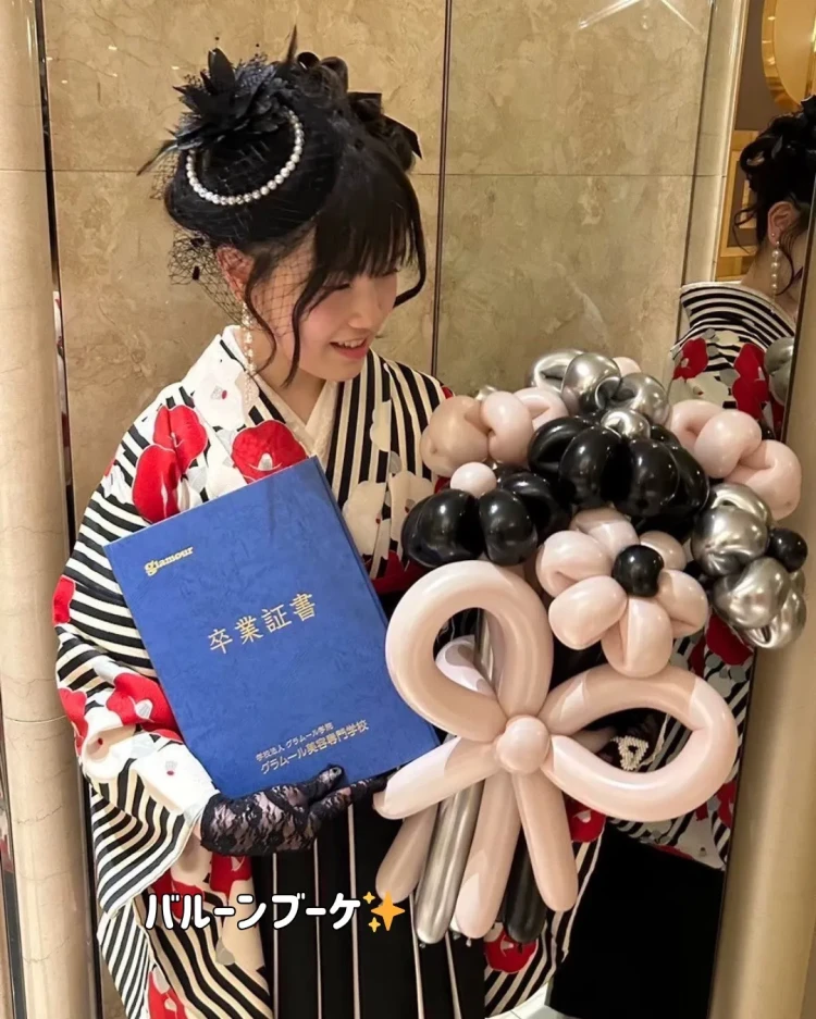 卒業式 袴 レンタル かわいい お客様写真 袴フォト 花束フォト