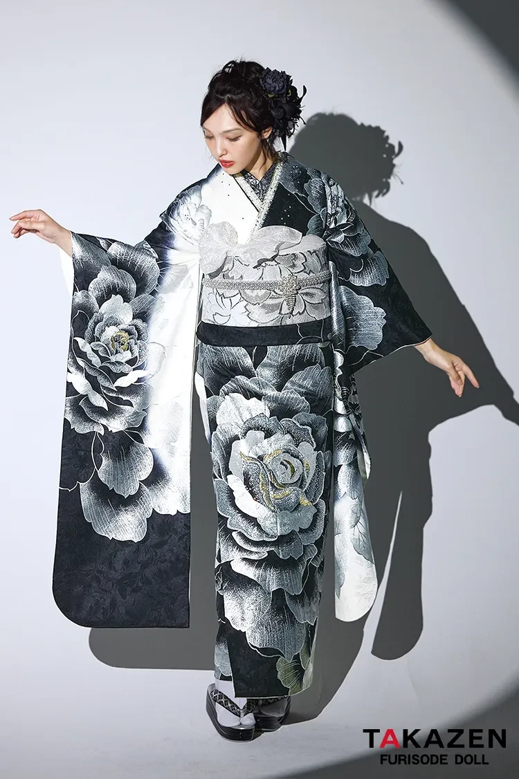 成人式の振袖黒の大柄MODE系振袖