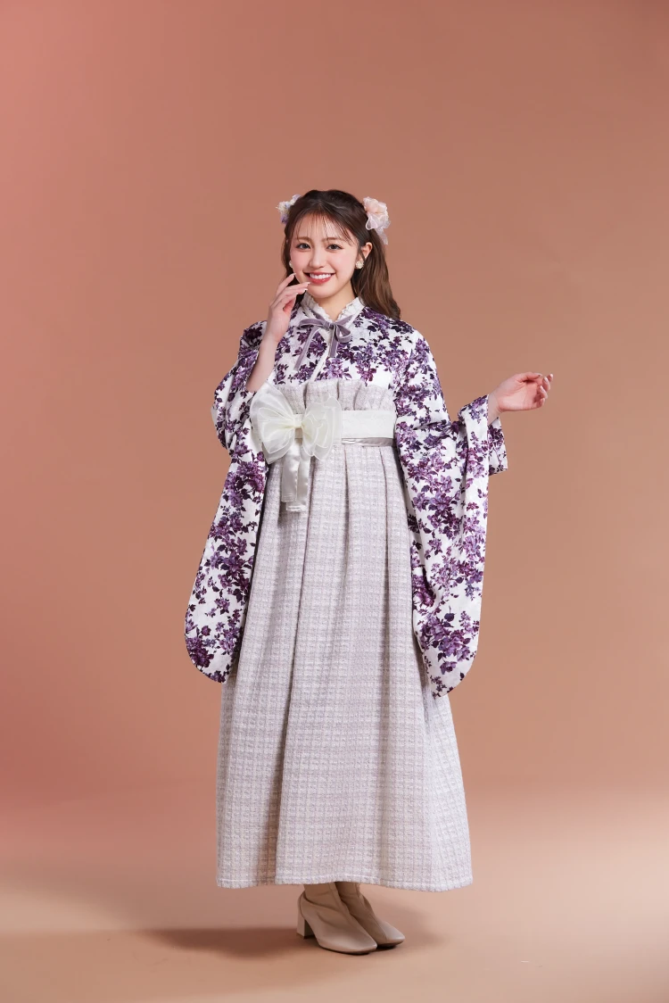 大人かわいいツイード生地の新作ドレス袴