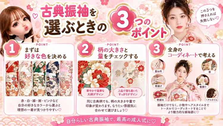古典の振袖を選ぶ時の3つのポイント